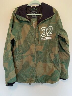ThirtyTwo Chris Grenier pro snowboard Shiloh jacket in a green camouflage medium